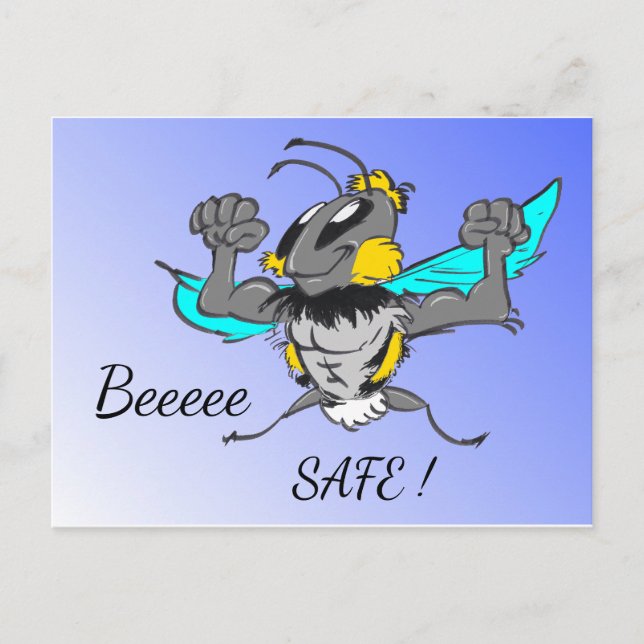 Niedliche Hummelkruste. Text "Be Safe" Postkarte (Vorderseite)