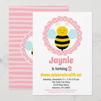 Niedliche Hummelmädchen Einladung zum Geburtstag
