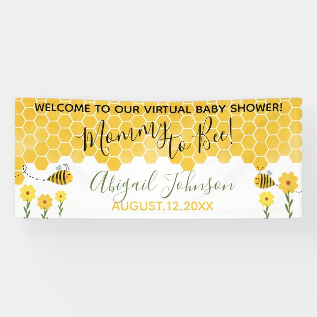 Niedliche Hummelmassage zu Virtual Baby-Dusche Banner (Horizontal)
