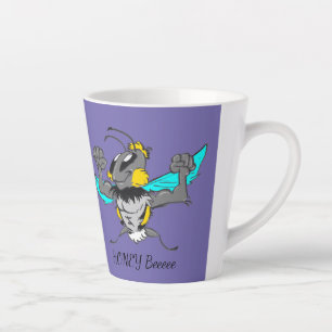 Niedliche Hummeln Cartoon Cust.Text Lila Latte-Tas Milchtasse