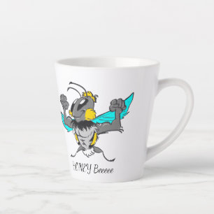 Niedliche Hummeln Cartoon Cust.Text White Latte Ta Milchtasse