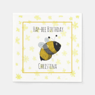 Niedliche Hummeln Gelb und Schwarz   HapBee Birthd Serviette