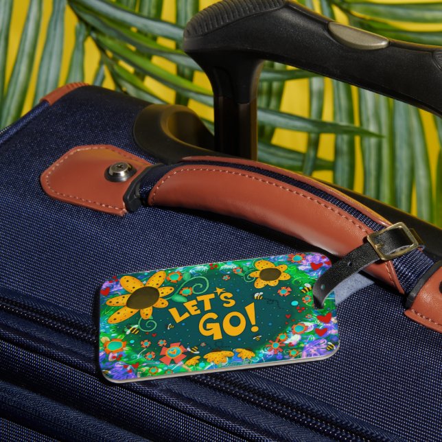 Niedliche Hummeln Lasse Hübsche Inspirivity Floral Gepäckanhänger (Vorderseite Insitu 3)
