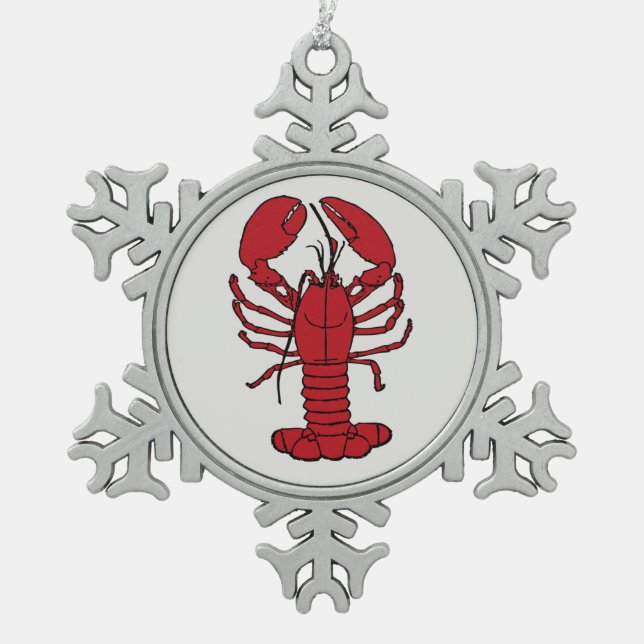 Niedliche Hummer Schöne Stranddekoration Schneeflocken Zinn-Ornament (Vorderseite)