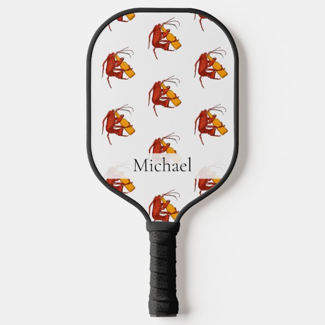 Niedliche Hummer Seafood Personalisierte Ruhestand Pickleball Schläger (Vorderseite)