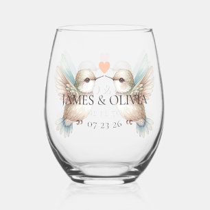 Niedliche Hummingbird Hochzeitbrille Weinglas Ohne Stiel