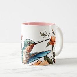 Niedliche Hummingbird-Kollektion der Zwei-Tone-Kaf Zweifarbige Tasse