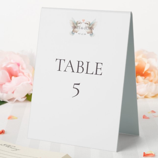 Niedliche Hummingbird Wedding Tischnummer Card Tischaufsteller (In Situ (Hochzeit))
