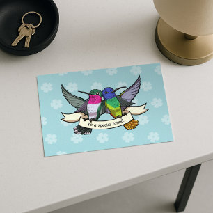 Niedliche Hummingvögel für einen besonderen Cartoo Postkarte