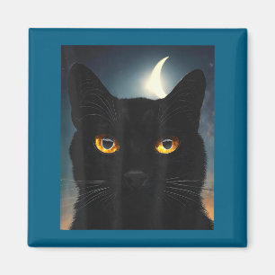 Niedliche humorvolle schwarze Katze Sonnenfinstern Magnet