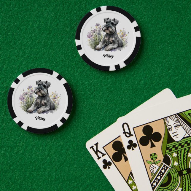 Niedliche Hundabbildungen - Schnauzer - Pokerchips (Pokertisch (doppelt))
