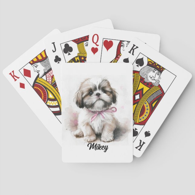 Niedliche Hundabbildungen - Shih Tzu Spielkarten (Rückseite)