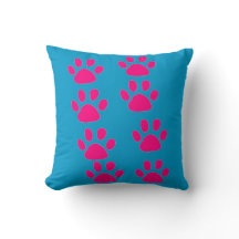 NIEDLICHE HÜNDCHEN-TATZEN-DRUCKthrow-KISSEN - ROSA