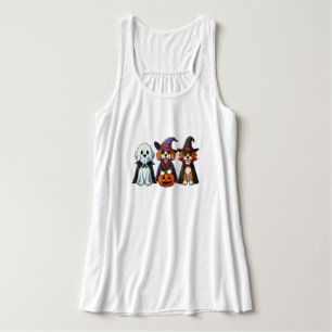 Niedliche Hunde als Geist, Hexe und Vampir Tank Top