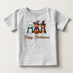 Niedliche Hunde als Gespenst, Hexe & Vampire Baby T-shirt