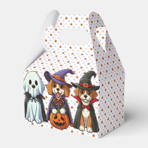 Niedliche Hunde als Gespenst, Hexe & Vampire Geschenkschachtel