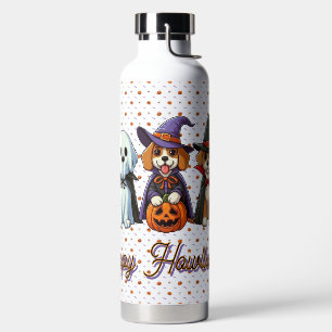 Niedliche Hunde als Gespenst, Hexe & Vampire Trinkflasche