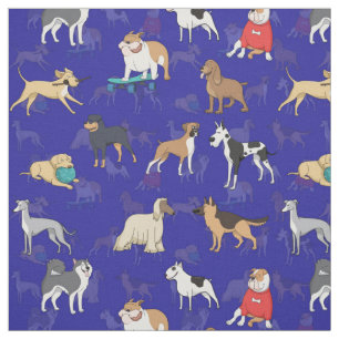 Niedliche Hunde Design Blau Stoff