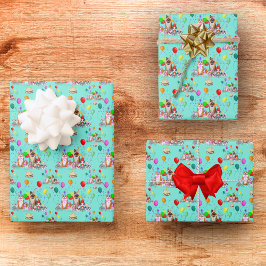 Niedliche Hunde Geburtstagsfeier Lasst uns Pawty P Geschenkpapier Set