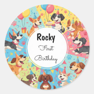 Niedliche Hunde Geburtstagsparty Gunst Sticker