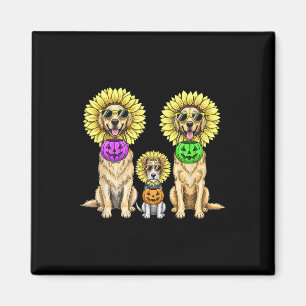 Niedliche Hunde Halloween Sonnenblume Kostüm Pumpk Magnet