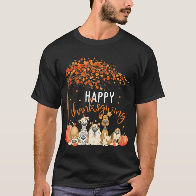 Niedliche Hunde Herbst lässt Pumpkin Happy T-Shirt (Vorderseite)