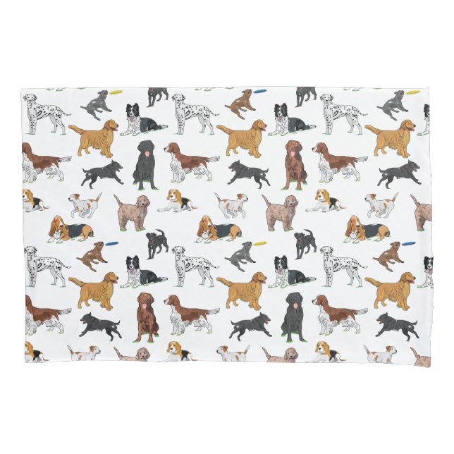 Niedliche Hunde-Illustrationsmuster Kissenbezug (Vorderseite)
