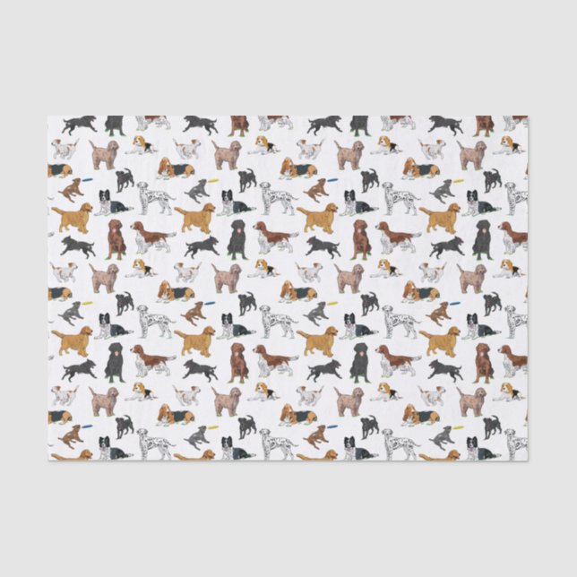 Niedliche Hunde-Illustrationsmuster Seidenpapier (Vorderseite)