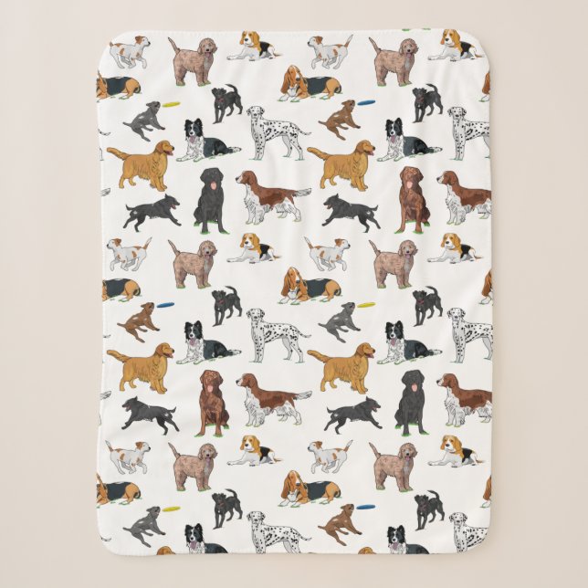 Niedliche Hunde-Illustrationsmuster Sherpadecke (Vorderseite)