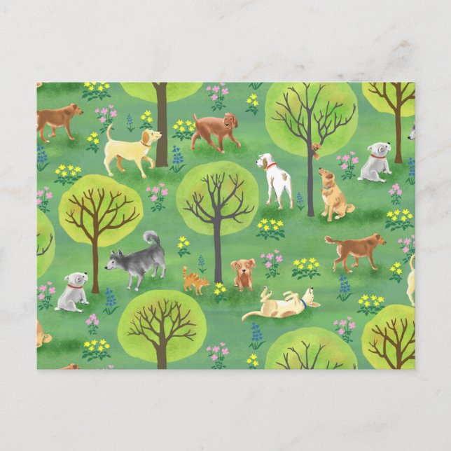 Niedliche Hunde im Dog Park Postkarte (Vorderseite)
