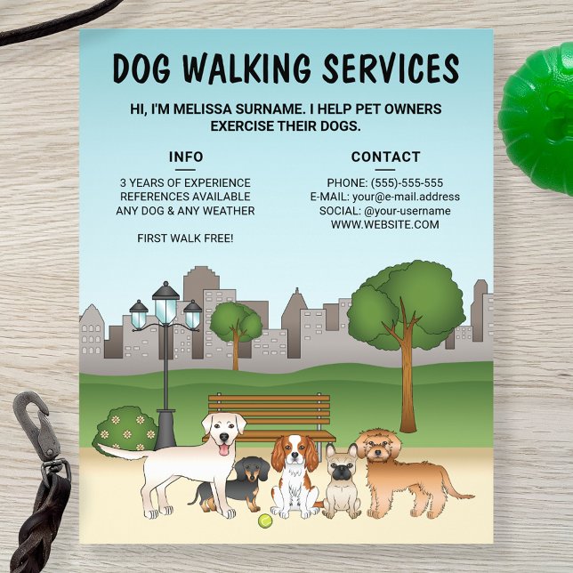 Niedliche Hunde in einem Park - Hundeschlittendien Flyer (Von Creator hochgeladen)