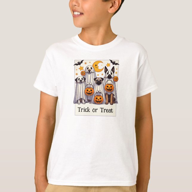 Niedliche Hunde in Ghost-Kostümen ausprobieren ode T-Shirt (Vorderseite)