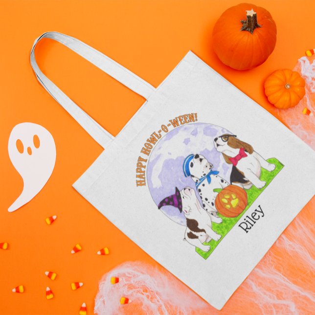 Niedliche Hunde in Kostümbeutel für Halloween-Leck Tragetasche (Von Creator hochgeladen)