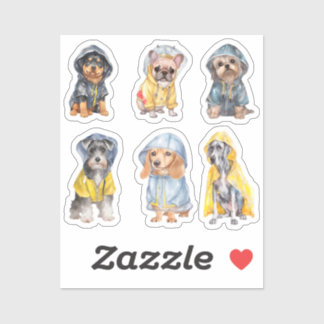 Niedliche Hunde in Raincoats (2) Aufkleber