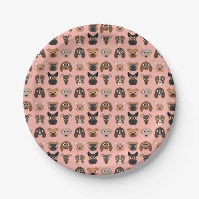 Niedliche Hunde in Rosa Pappteller (Vorderseite)