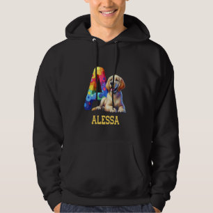 Niedliche Hunde Letter Alessa Name Rainbow Dog Hoodie
