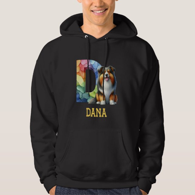 Niedliche Hunde Letter Dana Name Rainbow Dog Hoodie (Vorderseite)