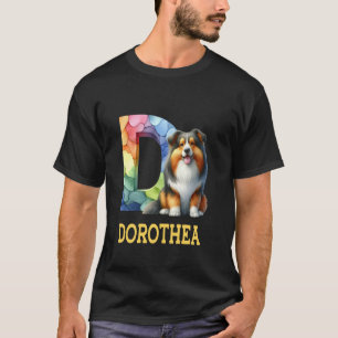 Niedliche Hunde Letter Dorothea Name Rainbow Dog T-Shirt