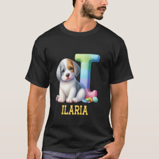 Niedliche Hunde Letter Ilaria Name Rainbow Dog T-Shirt