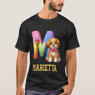 Niedliche Hunde Letter Marietta Name Rainbow Dog T-Shirt