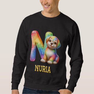 Niedliche Hunde Letter Nuria Name Rainbow Dog Sweatshirt