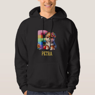 Niedliche Hunde Letter Petra Name Rainbow Dog Hoodie