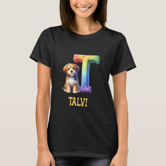 Niedliche Hunde Letter Talvi Name Rainbow Dog T-Shirt