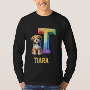 Niedliche Hunde Letter Tiara Name Rainbow Dog T-Shirt