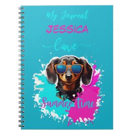 Niedliche Hunde Liebe Sommerzeit Rosa Blau Notizblock