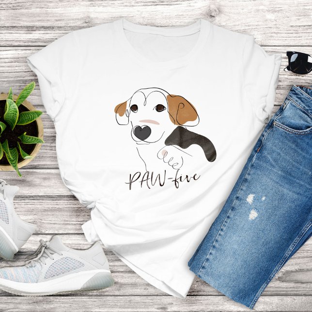 Niedliche Hunde-Linie Art - PAW-5 T-Shirt (Cute Dog Line Art - PAW-five T-shirt)