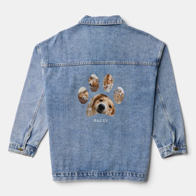 Niedliche Hunde Mama Haustiere FotoCollage Custom Jeansjacke (Rückseite)