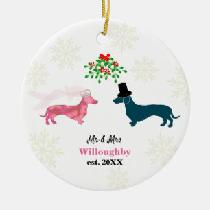 Niedliche Hunde Mistletoe Neugeborene Sake Weihnac Keramik Ornament