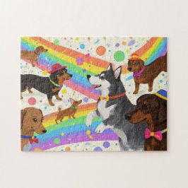 Niedliche Hunde mit Regenbogen