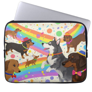 Niedliche Hunde mit Regenbogen Laptopschutzhülle